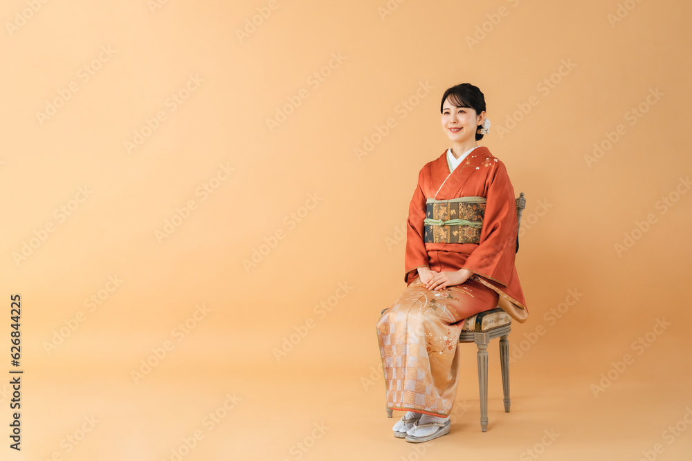 Aufkleber 着物を着た女性　和装の記念撮影　写真館　フォトスタジオ