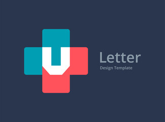 Obraz premium Letter V cross plus medical logo icon design template elements
