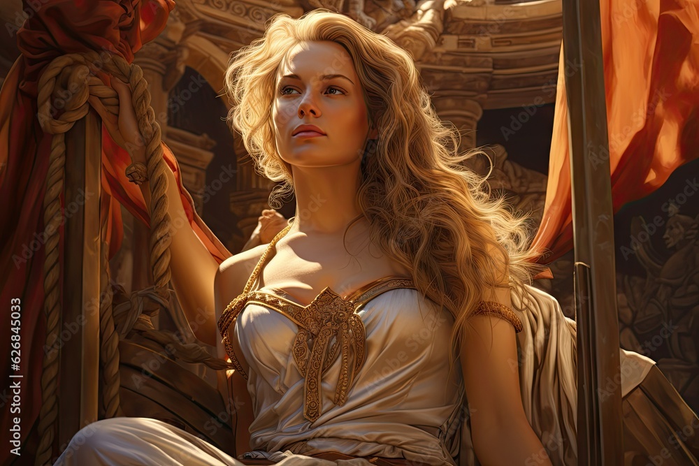 Wall mural helen of troy the most beautiful woman in the world from homer’s epic the iliad standing on the troy