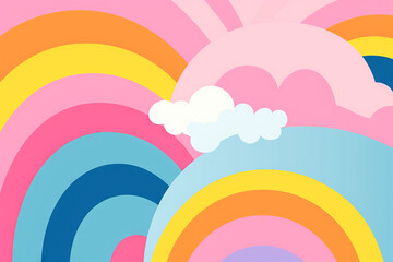 Obraz premium Rainbow and clouds. Colorful pop art illustration. 