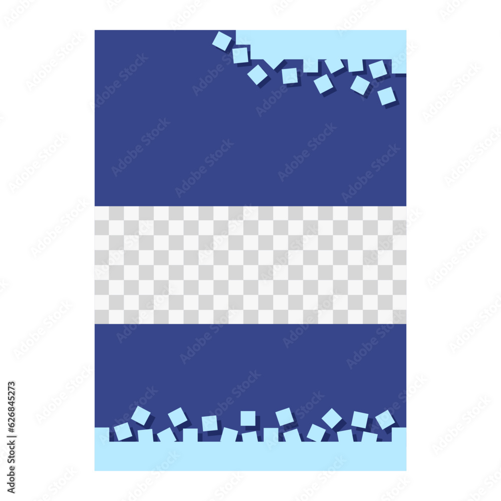 Poster wide blue border with pixel effect decoration brochure element design. vector illustration with empt