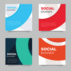 Set of Editable square Social banner design template. Suitable for social media post, Instagram story and web ads.