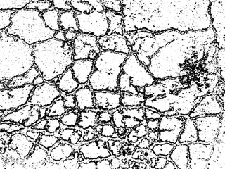 Cracks on the asphalt, natural vector grunge texture with large and small grains. Original template for texture overlay, stencil in grunge style. A unique pattern for styling
