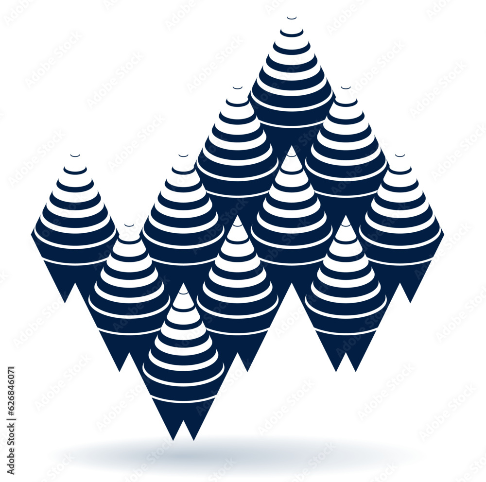 Poster vector dimensional 3d abstraction isolated, abstract geometric background psychedelic optical illusi