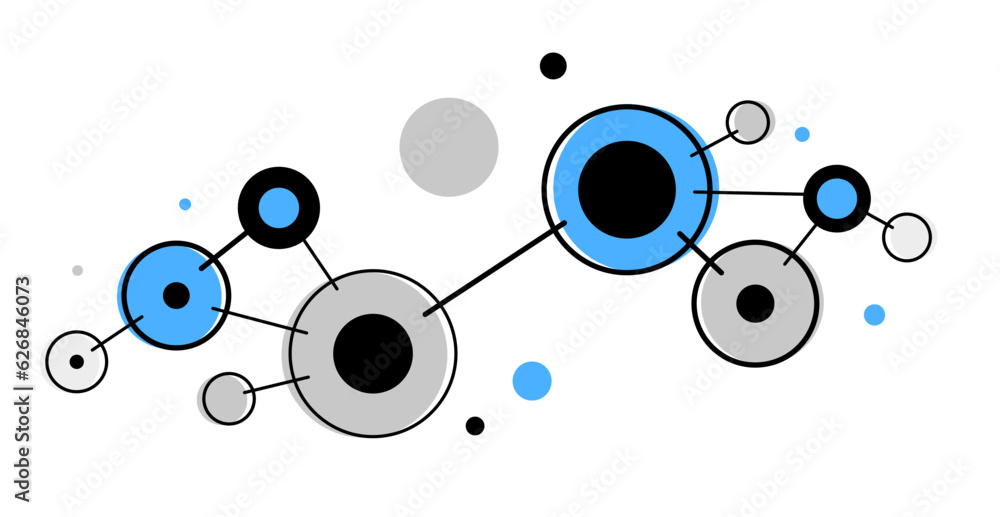 Poster abstract vector technology theme background with connected circles, geometric design linear connecti