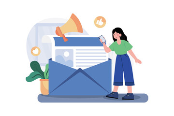 Email Marketing Illustration concept on white background