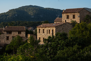 Siurana village, Catalunya, Spain. The village  is high up in the mountains of Catalonia. - 626846400