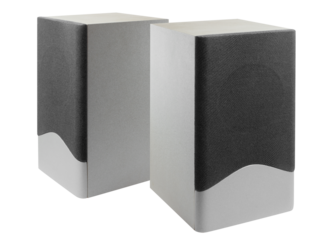 Two audio speakers cut out