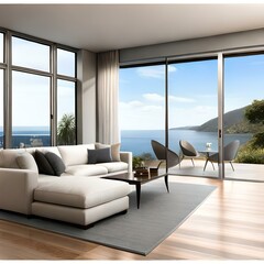 Fototapeta na wymiar modern living room with window ai generated