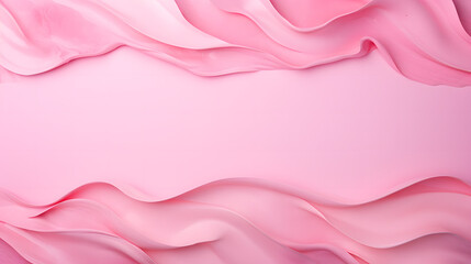 Obraz na płótnie Canvas Rosafarbener Stoffhintergrund in Form einer Welle Mittig Platz für Text Generative Ai