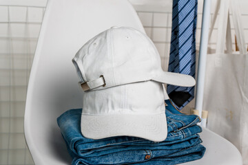 A captivating mockup image showcases the understated elegance of a white blank hat