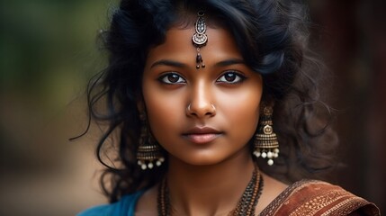 Fototapeta premium Beautiful indian girl. Generative AI