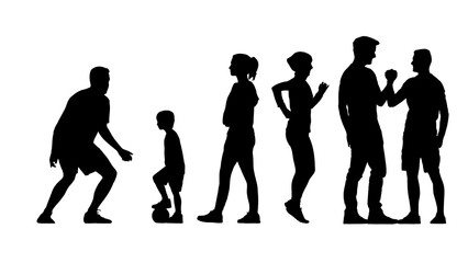 set of people silhouette illustration for healthcare medical and sport recreation exercise for good perfprmance and healthy