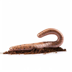 Beautiful big wild earthworm looking forward is shown in full length, Ai generated