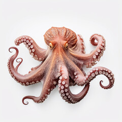 Obraz premium Beautiful big wild octopus looking forward is shown in full length, Ai generated