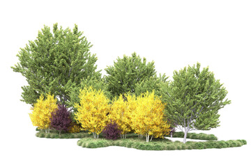 Green landscape isolated on transparent background. 3d rendering - illustration