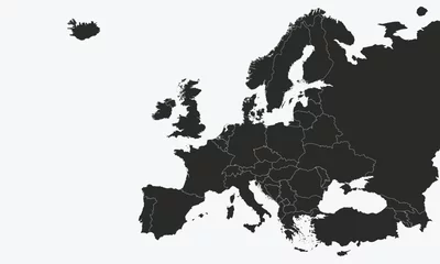 Fotobehang High detailed Europe map isolated on a white background. Europe background. Map of Europe. Vector illustration © Denys Holovatiuk