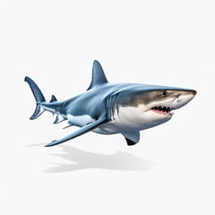 Naklejka premium Beautiful big wild shark looking forward is shown in full length, Ai generated