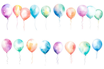 clip-art watercolor style balloon of various shapes