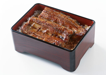Unagi no Kabayaki on White background with clipping path. Popular Japanese foods. freshwater eel.
