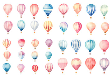 Illustration clip-art watercolor style balloon of various shapes.