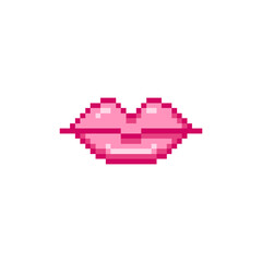 Fototapeta premium Pixel art 8-bit lips . Retro digital game assets. Vintage video game.