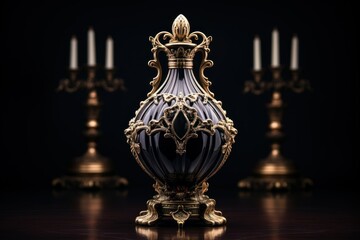 Fototapeta na wymiar luxury perfume bottle on dark background