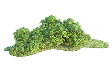 Green landscape isolated on transparent background. 3d rendering - illustration