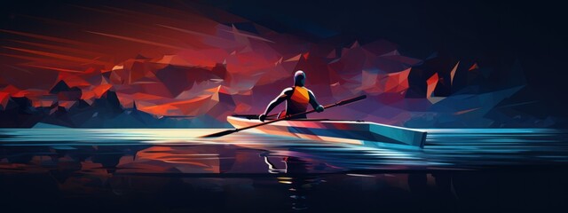 rowing sports banner concept whit space for text copy space  - obrazy, fototapety, plakaty