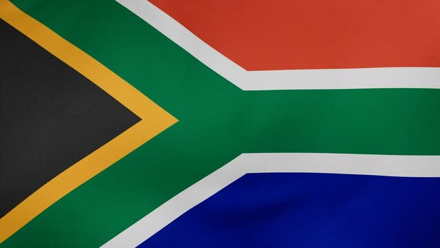 Republic of South Africa fabric flag - calm swaying in the wind, looped endless cycled video, completely full screen covers flag background