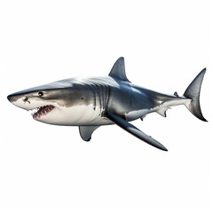 Naklejka premium Beautiful big wild shark looking forward is shown in full length, Ai generated