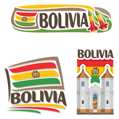 Bolivia Flag Travel Souvenir Sticker Skyline Landmark Logo Badge Stamp Seal Emblem EPS Illustration