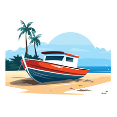 Fototapeta na wymiar boat on a beach vector flat minimalistic isolated illustration