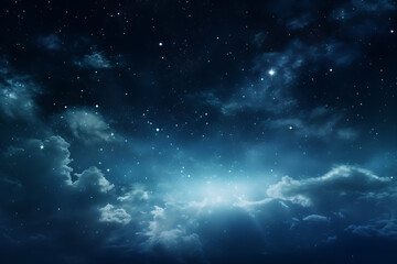 Obraz premium Beneath the canvas of a dark blue sky adorned with a myriad of shimmering stars ,Generated with AI