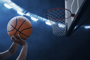 Professional male basketball player shooting