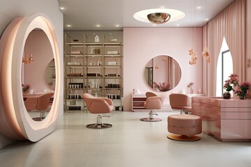 modern beauty salon interior pink