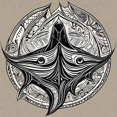 Tahitian tattoo pattern in the shape of a manta ray.