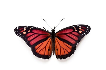 Beautiful red monarch butterfly isolated on white background. Butterfly. Generative Ai