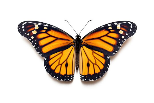 A beautiful monarch butterfly isolated on white background. Butterfly. Generative Ai