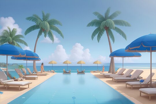 luxurious lounge spa waterpool. AI generated illustration