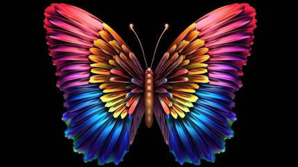 Artwork of Rainbow butterfly. Colorful beautiful butterfly. Generative Ai