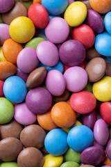 Multicolored chocolates with chocolate filling