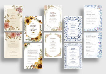 Rustic Fall Autumn Winter Season Wedding Invite Layout Set