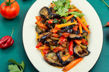 Hot spicy stew eggplant.