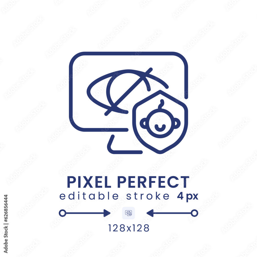 Wall mural Parental control linear desktop icon. Kid-friendly profile. Streaming app feature. Pixel perfect 128x128, outline 4px. GUI, UX design. Isolated user interface element for website. Editable stroke