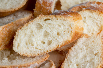 Sliced wheat bread into pieces