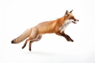Jumping Moment, Fox On White Background. Jumping Moment,Fox On White Back,Foxes In Nature,Jumping Animals,White Backgrounds,Jumping Photography,Foxes As Pets. 
