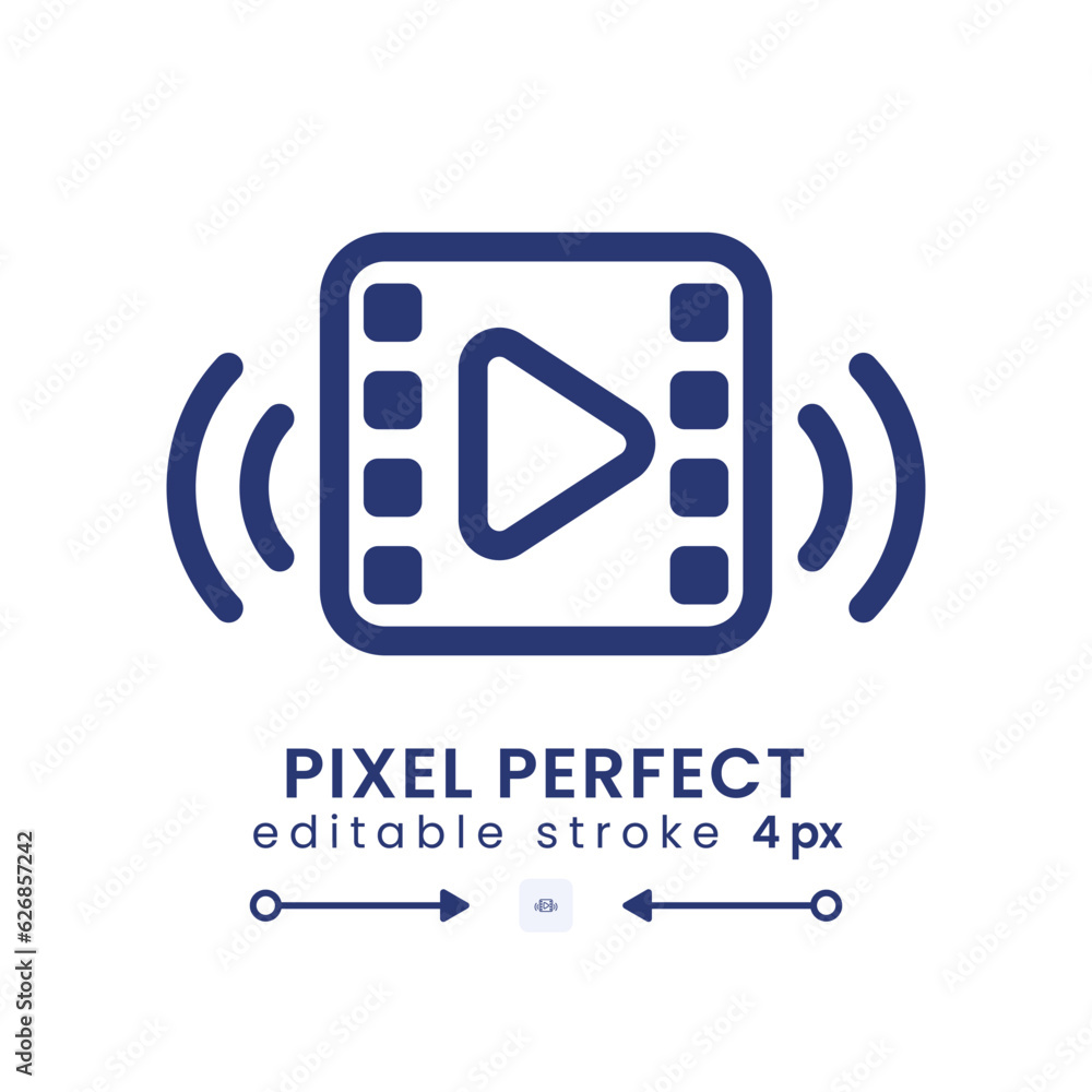 Poster video streaming linear desktop icon. social media. broadcasting content. online platform. pixel perf