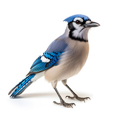 Blue jay on white background