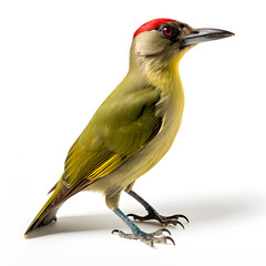 Green woodpecker on white background